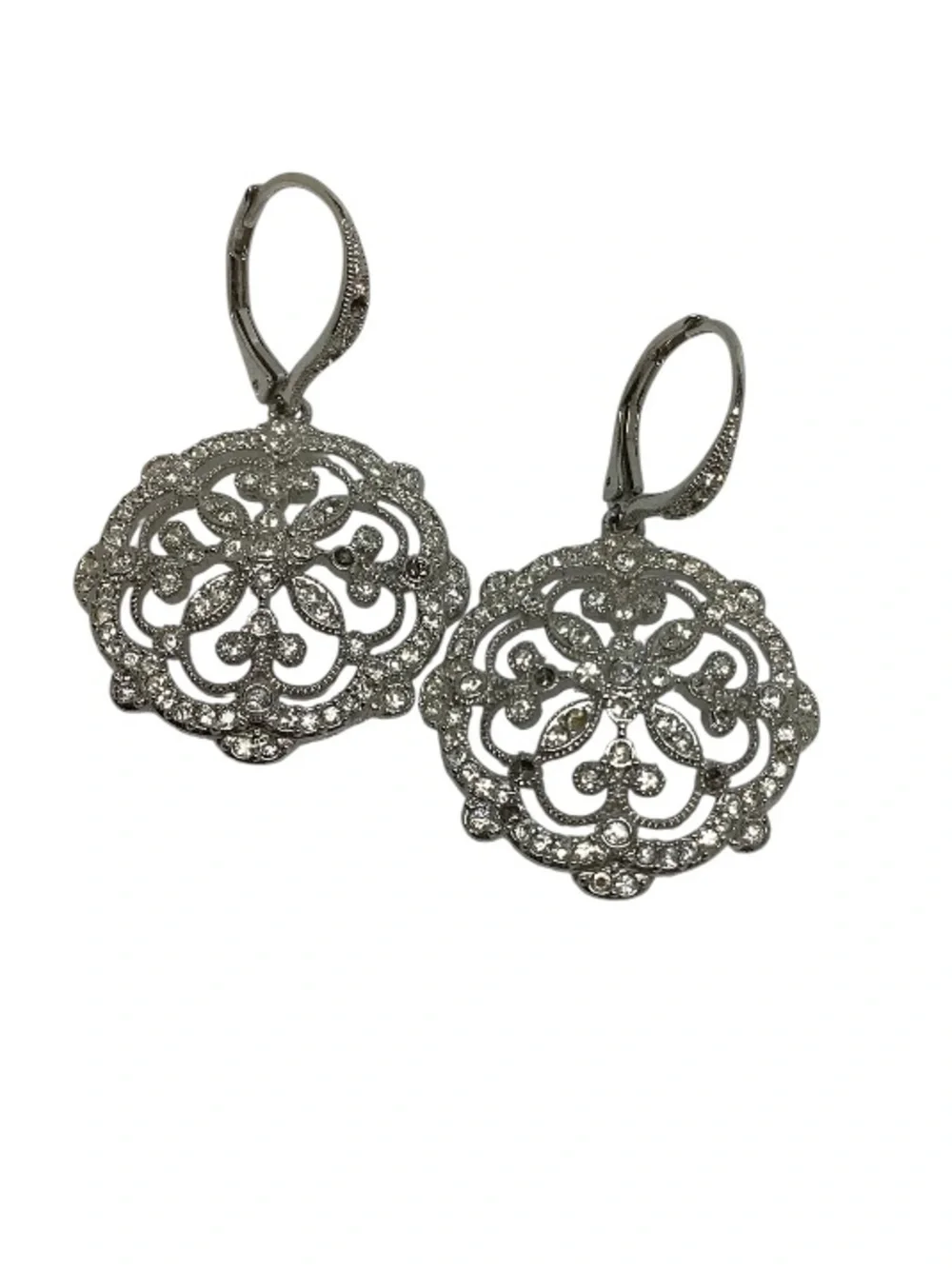 Sterling Silver Filigree Drop Earrings - Floral Design